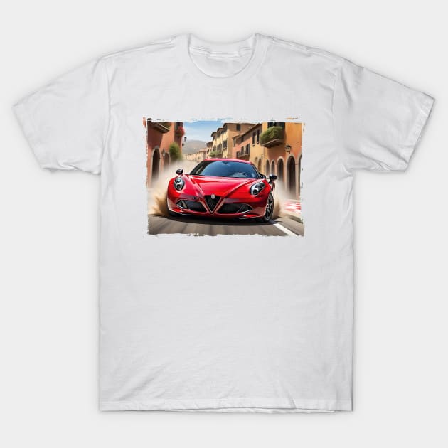 Speeding Alfa Romeo 4C T-Shirt by DeVerviers